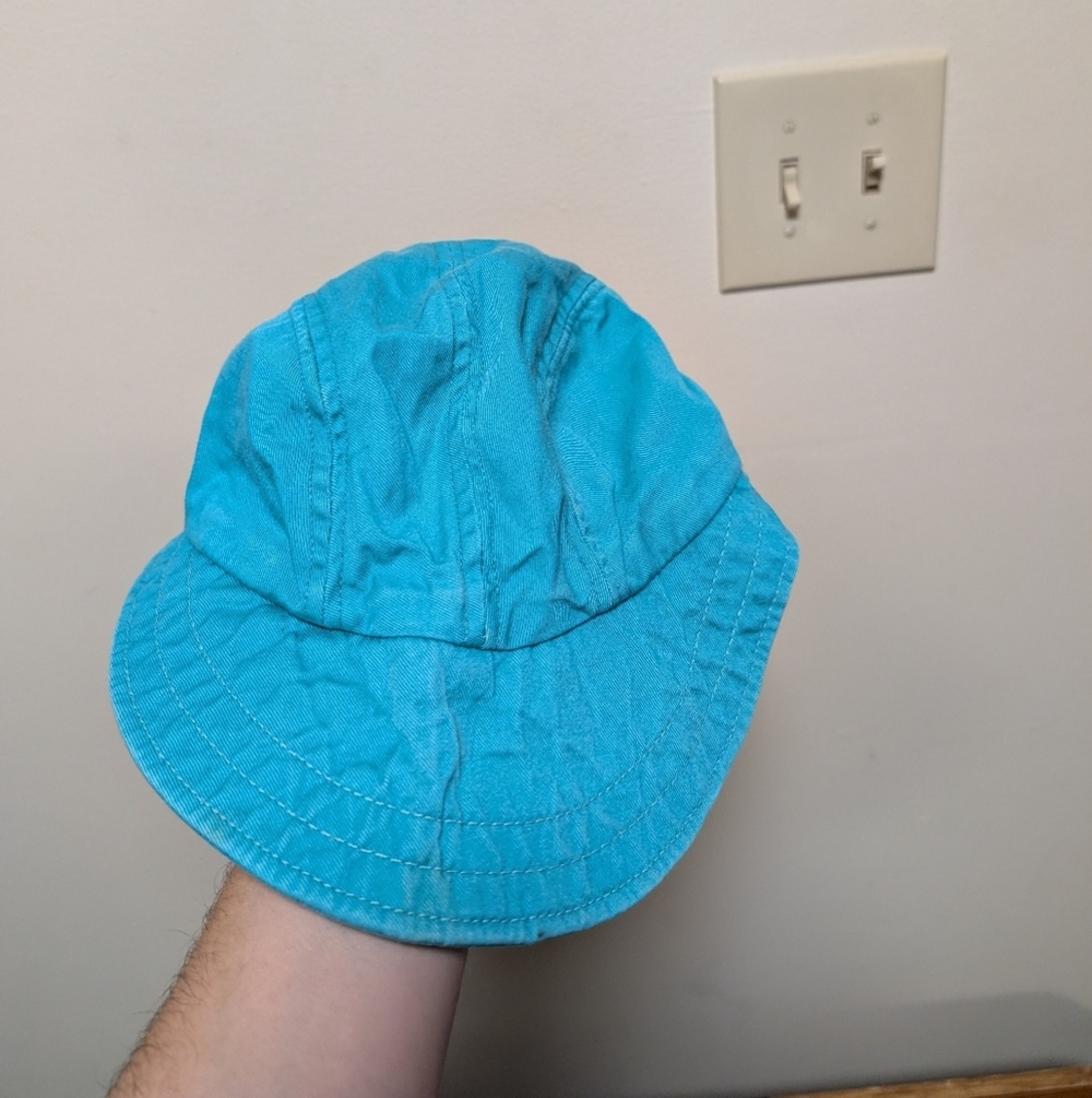 Vintage L.L.Bean Teal Canvas Camp Hat Made in USA Elastic Back - Picture 2 of 6
